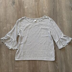 Striped Top with Ruffled Sleeves